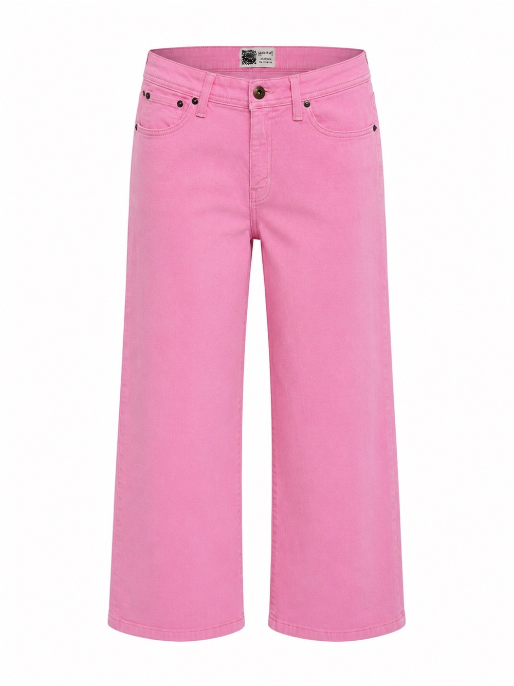 Habitat Pink Cropped Wide-Leg Jeans